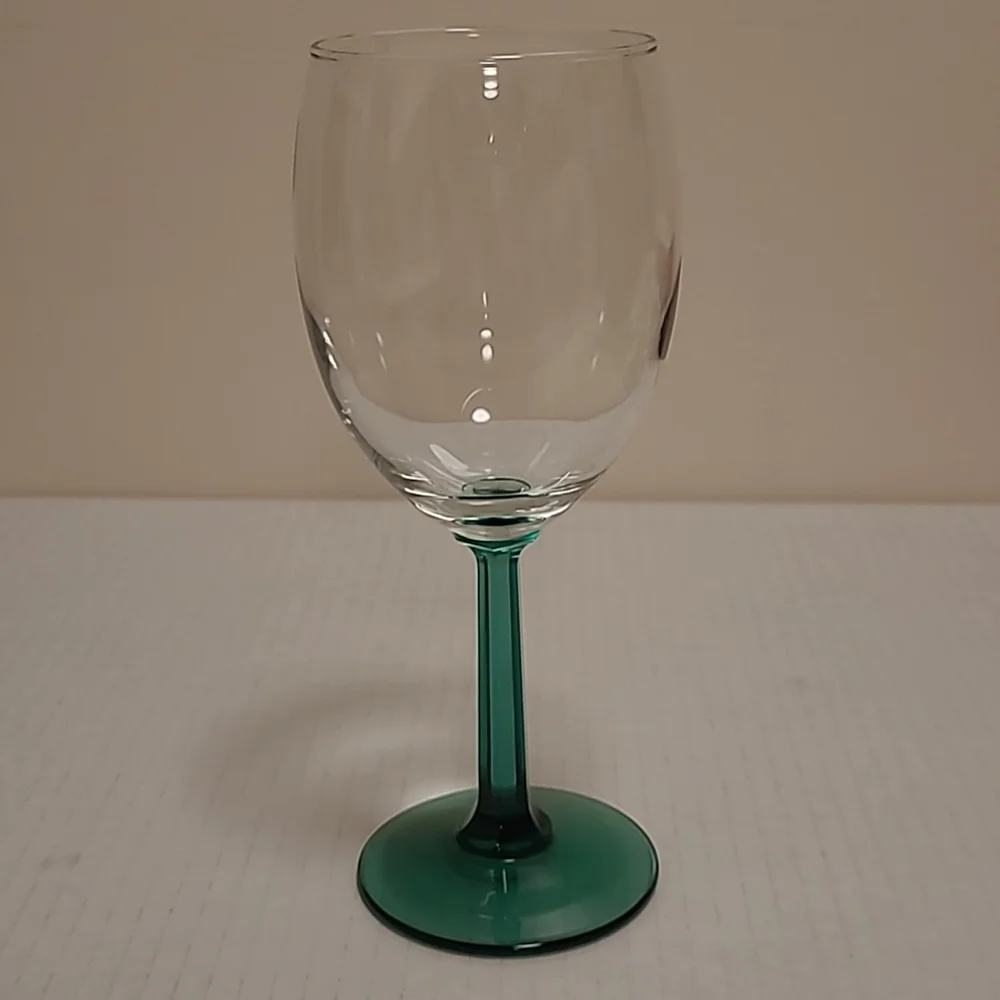 Pair of Vintage Green Stemmed Crystal Wine Glasses
